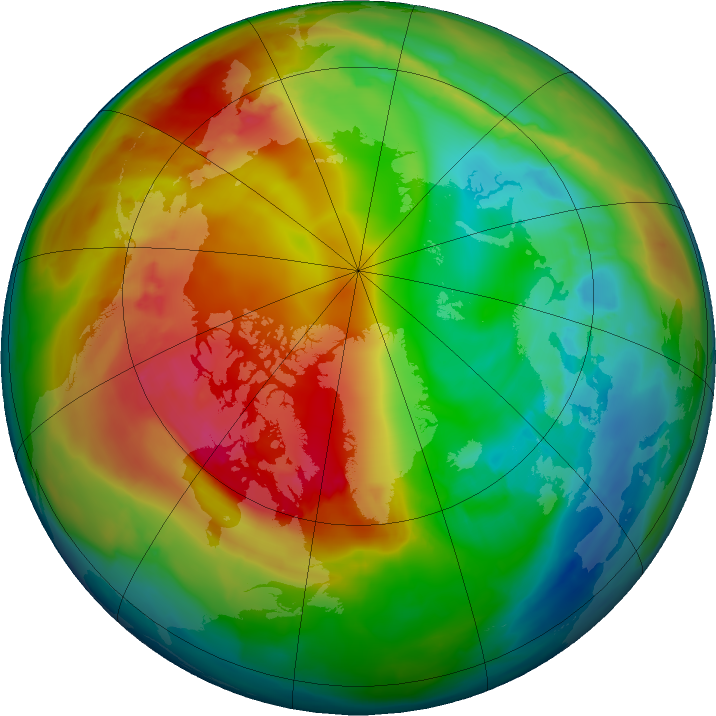 Arctic ozone map for 02 February 2016